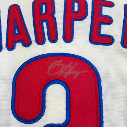 Autographed/Signed Bryce Harper Philadelphia Cream Baseball Jersey Beckett BAS COA