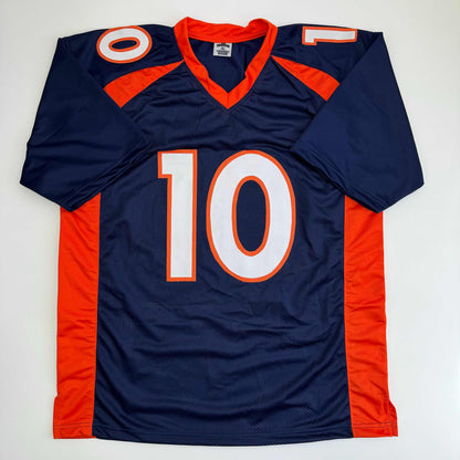 Autographed/Signed Emmanuel Sanders Denver Blue Football Jersey JSA COA