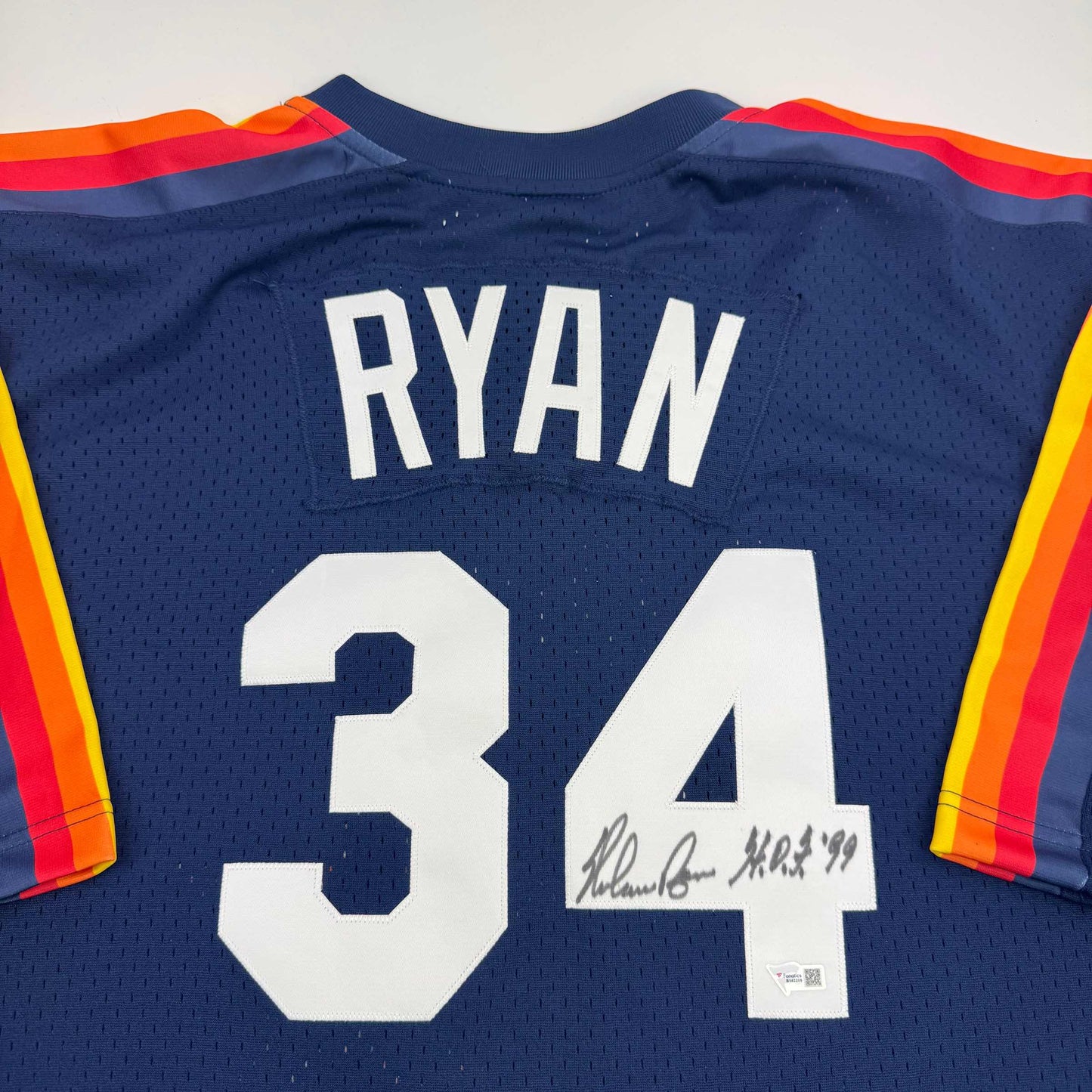 Autographed/Signed Nolan Ryan "HOF 99" Houston Astros Authentic Mitchell & Ness Blue Baseball Jersey Fanatics COA