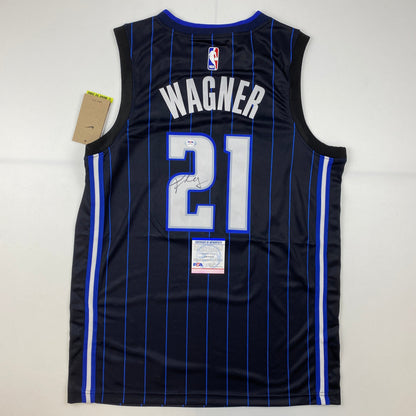 Autographed/Signed Franz Wagner Orlando Magic Black Pinstripe Authentic Basketball Jersey PSA/DNA COA