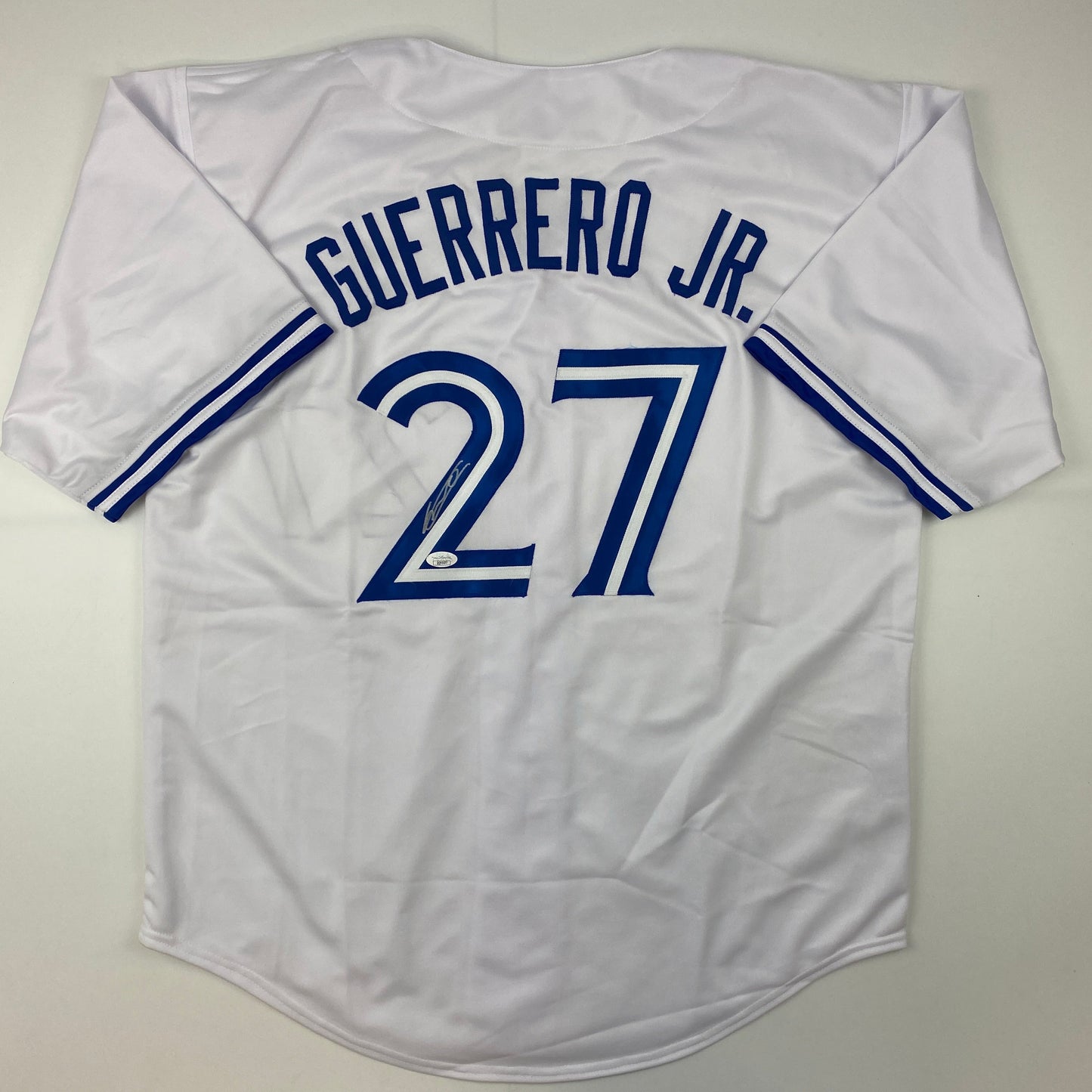 Autographed/Signed Vladimir Vlad Guerrero Jr. Toronto White Baseball Jersey JSA COA