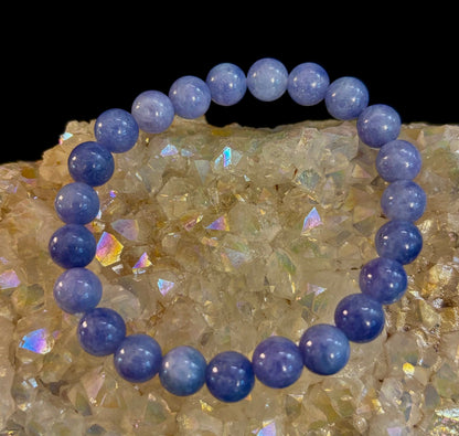 Angelite Crystal Bracelet – Serenity & Intuition | 8mm & 10mm Beads for Medium Wrists