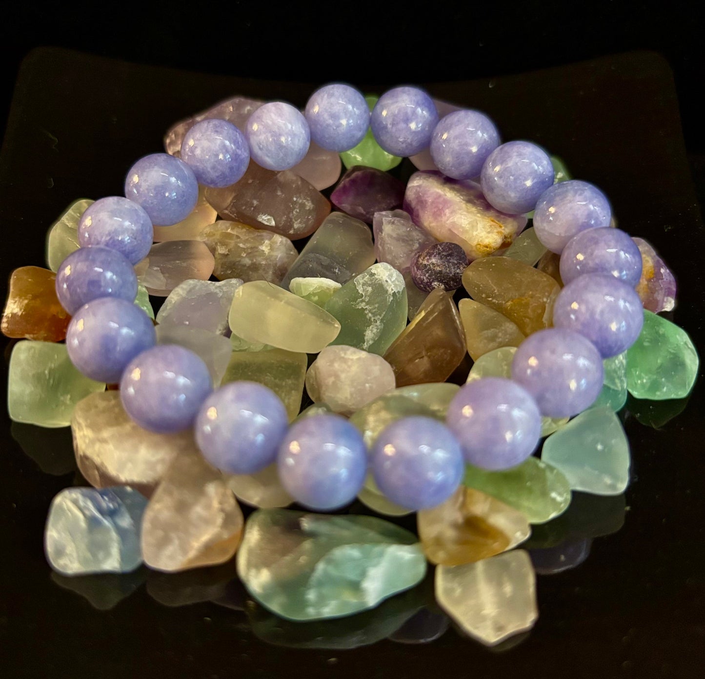Angelite Crystal Bracelet – Serenity & Intuition | 8mm & 10mm Beads for Medium Wrists