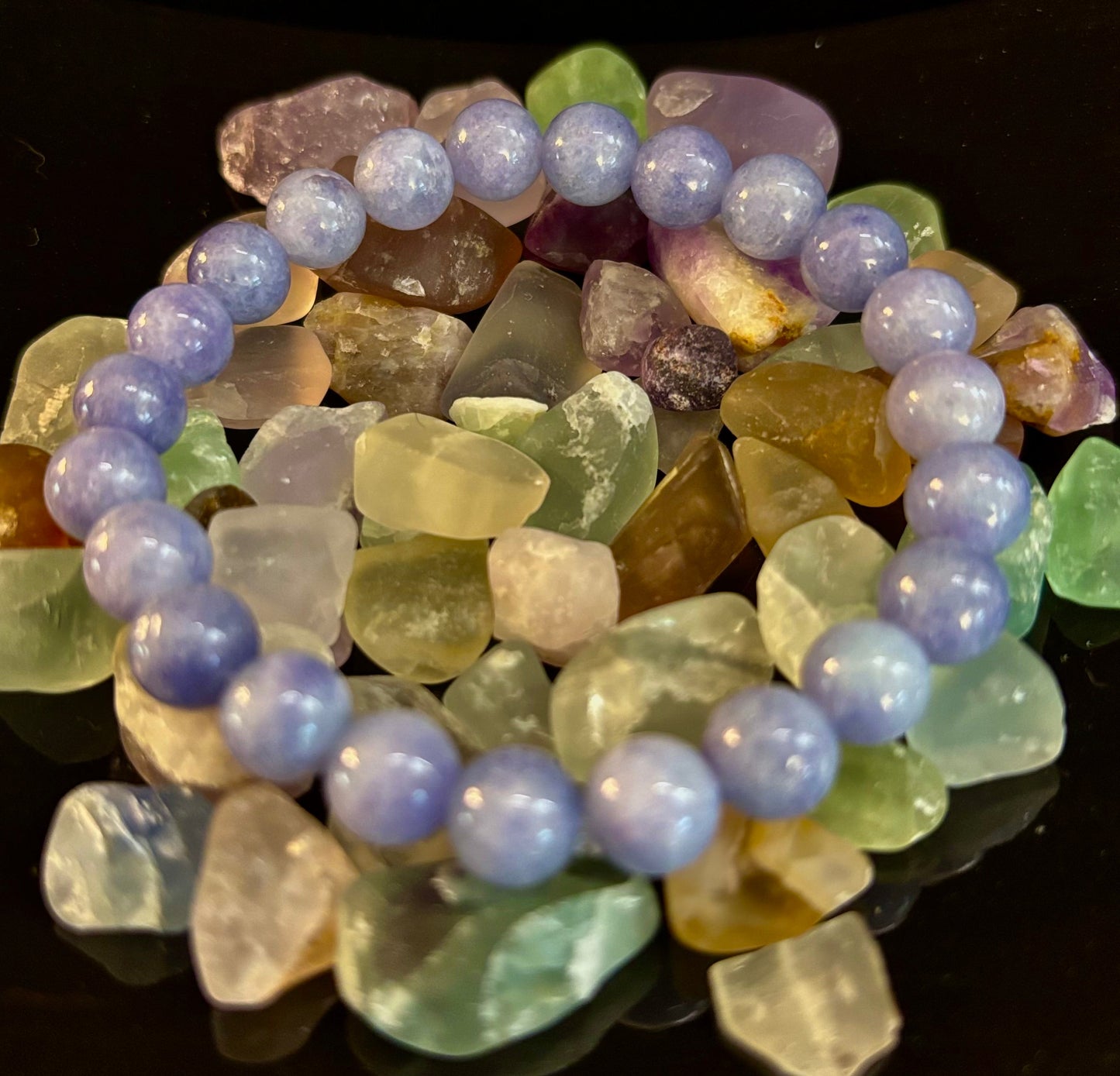 Angelite Crystal Bracelet – Serenity & Intuition | 8mm & 10mm Beads for Medium Wrists