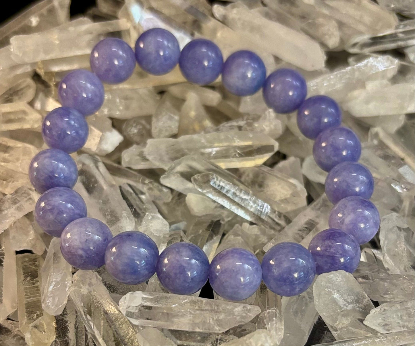 Angelite Crystal Bracelet – Serenity & Intuition | 8mm & 10mm Beads for Medium Wrists
