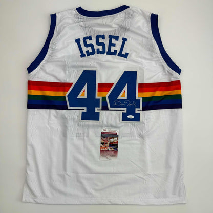 Autographed/Signed Dan Issel Denver White Retro Rainbow Basketball Jersey JSA COA