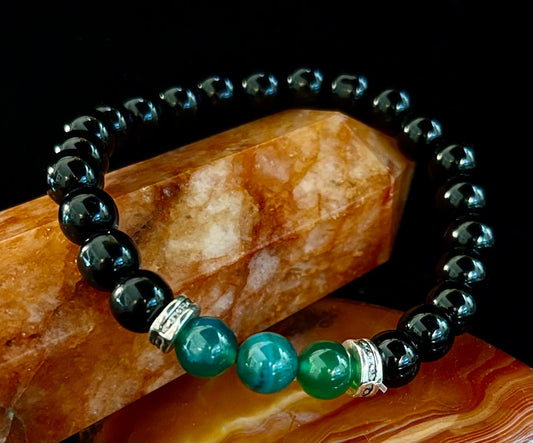 Green Natural Stone Stretchy Bracelet – Handcrafted in Turkey