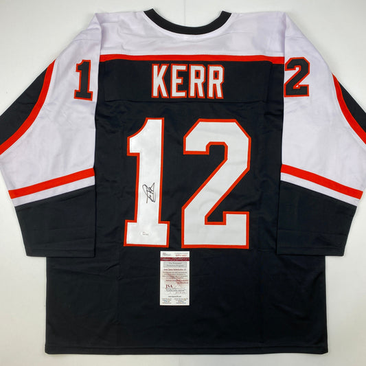 Autographed/Signed Tim Kerr Philadelphia Black Hockey Jersey JSA COA