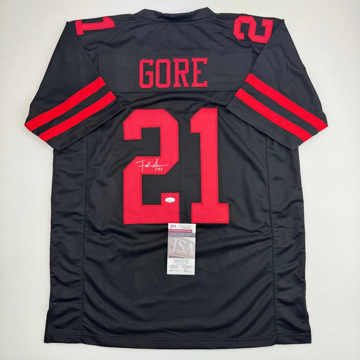 Autographed/Signed Frank Gore San Francisco Black Football Jersey Beckett BAS COA