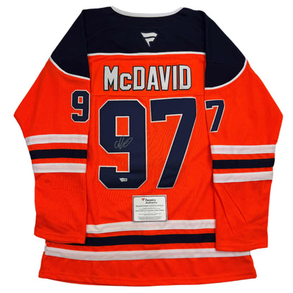 Autographed/Signed Connor McDavid Edmonton Oilers Authentic Orange Hockey Jersey Fanatics COA
