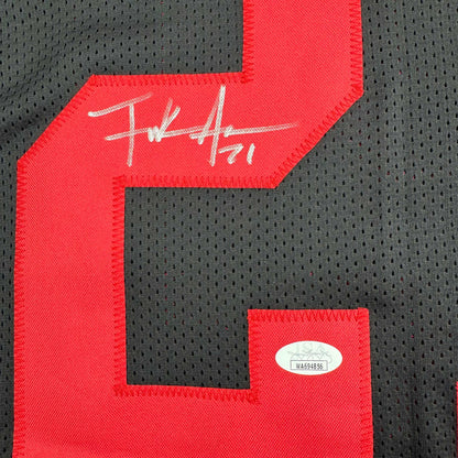 Autographed/Signed Frank Gore San Francisco Black Football Jersey Beckett BAS COA