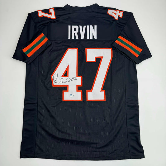 Autographed/Signed Michael Irvin Miami Black College Football Jersey Beckett BAS COA