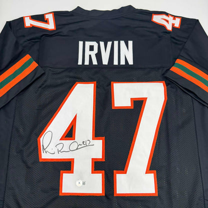 Autographed/Signed Michael Irvin Miami Black College Football Jersey Beckett BAS COA