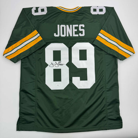 Autographed/Signed James Jones Green Bay Green Football Jersey JSA COA