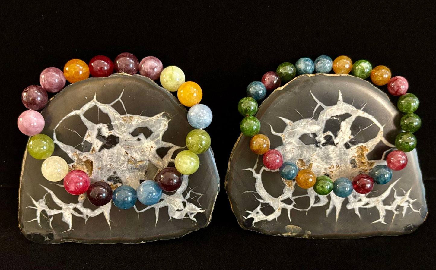 Natural Multicolor Tourmaline Bracelet – 8mm or 10mm Beads for Energy, Protection & Joy