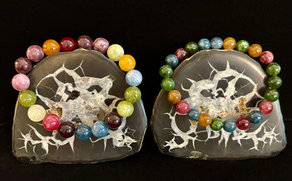 Natural Multicolor Tourmaline Bracelet – 8mm or 10mm Beads for Energy, Protection & Joy