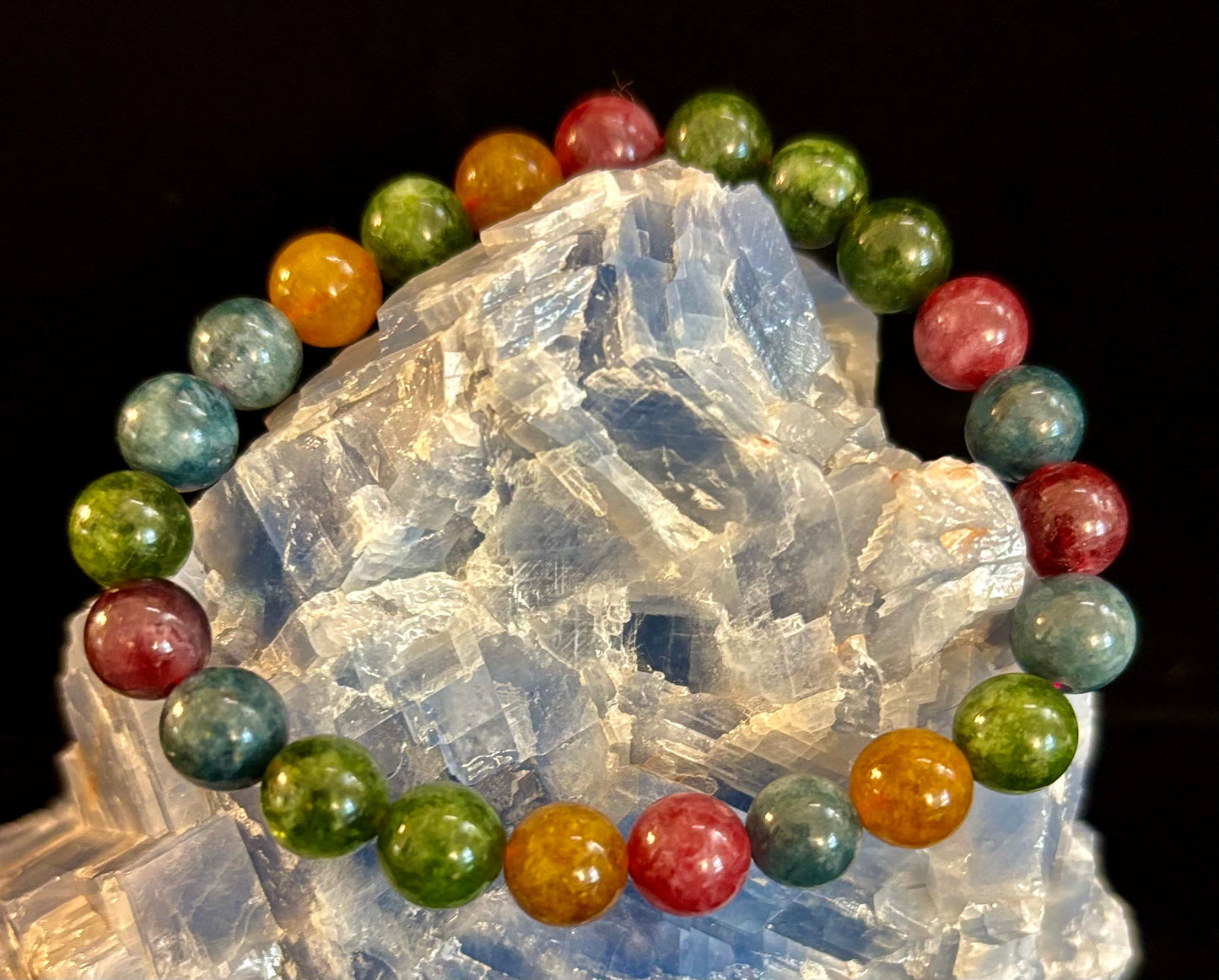 Natural Multicolor Tourmaline Bracelet – 8mm or 10mm Beads for Energy, Protection & Joy