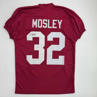 Autographed/Signed C.J. CJ Mosley Alabama Red College Football Jersey Beckett BAS COA