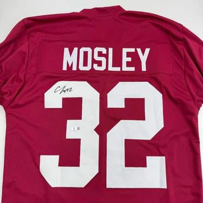 Autographed/Signed C.J. CJ Mosley Alabama Red College Football Jersey Beckett BAS COA