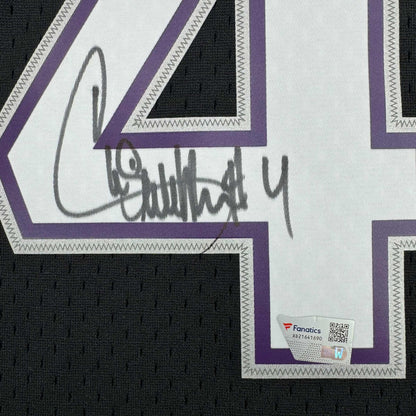 Autographed/Signed Chris Webber Sacramento Black Basketball Mitchell & Ness Jersey Fanatics COA
