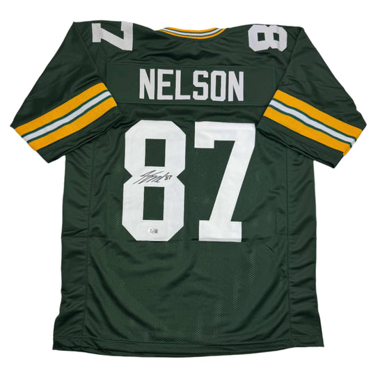 Autographed/Signed Jordy Nelson Green Bay Green Football Jersey JSA COA
