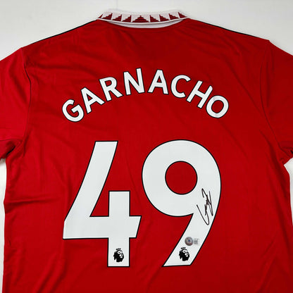 Autographed/Signed Alejandro Garnacho Manchester United Red Soccer Jersey Beckett BAS COA