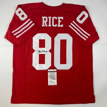 Autographed/Signed Jerry Rice San Francisco Red Football Jersey JSA COA
