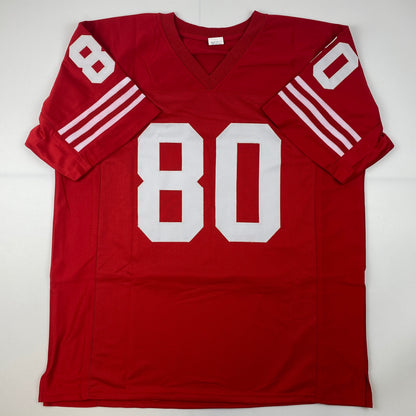 Autographed/Signed Jerry Rice San Francisco Red Football Jersey JSA COA