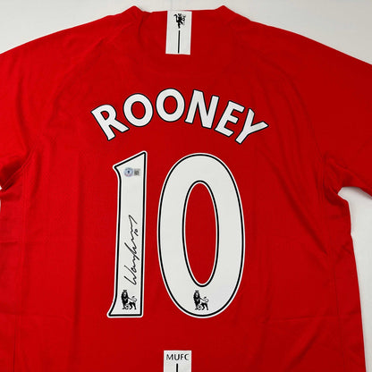 Autographed/Signed Wayne Rooney Manchester United Red 2008 Soccer Jersey Beckett BAS COA