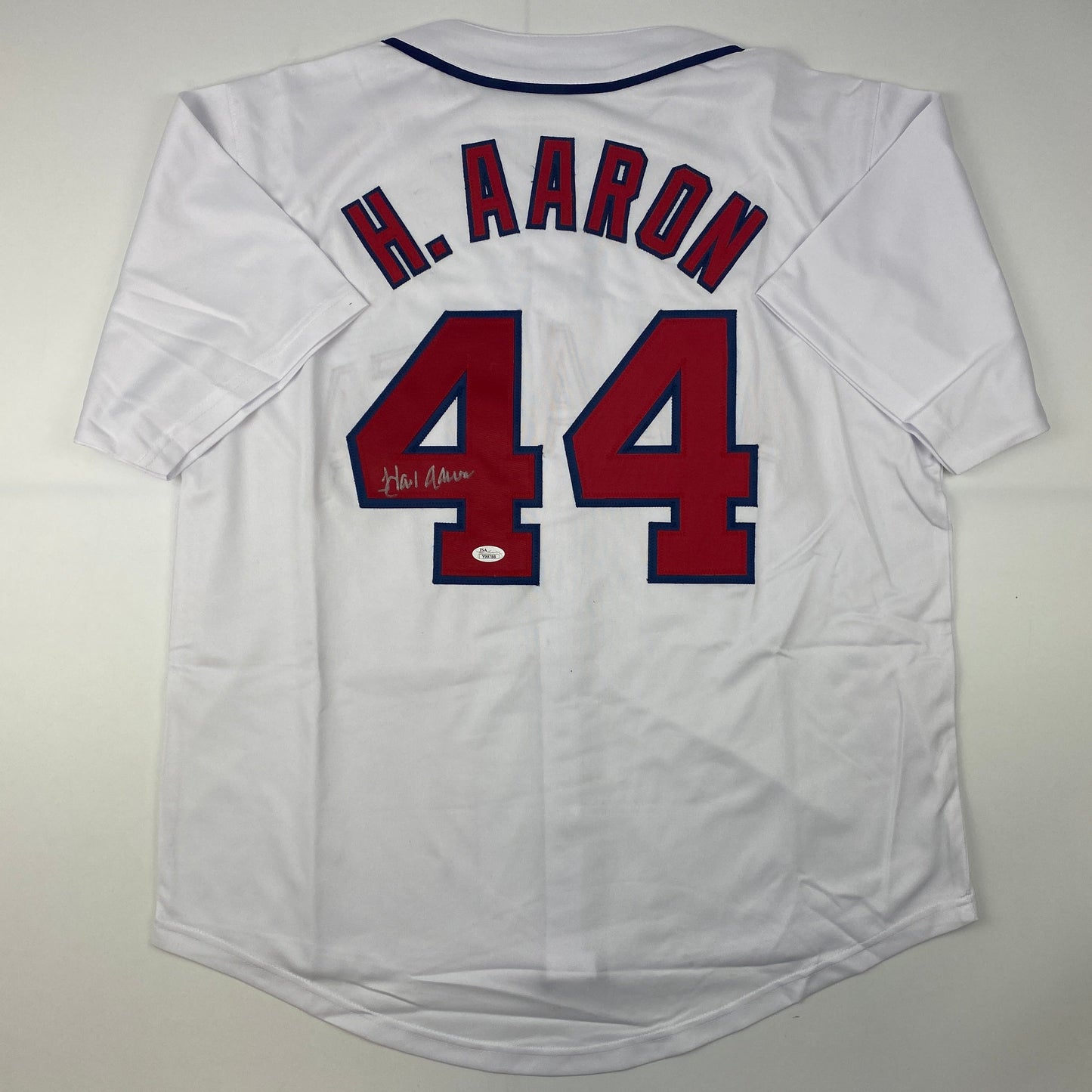 Autographed/Signed Hank Henry Aaron Atlanta White Baseball Jersey JSA COA/LOA