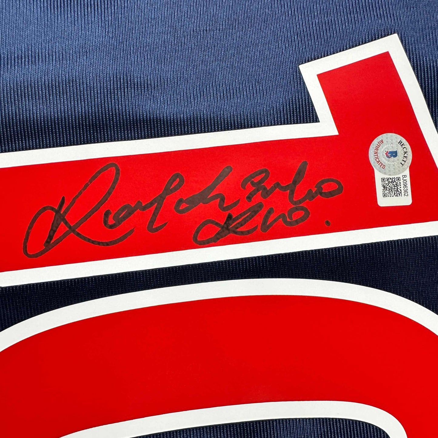 Autographed/Signed Ronaldinho PSG Paris Saint Germain Blue Soccer Futbol Jersey Beckett BAS COA