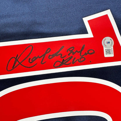 Autographed/Signed Ronaldinho PSG Paris Saint Germain Blue Soccer Futbol Jersey Beckett BAS COA