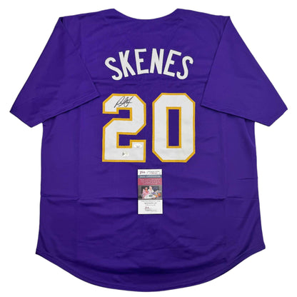 Autographed/Signed Paul Skenes Purple LSU College Baseball Jersey JSA COA