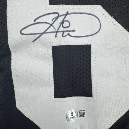 Autographed/Signed Hines Ward Pittsburgh Black Retro Football Jersey Beckett BAS COA