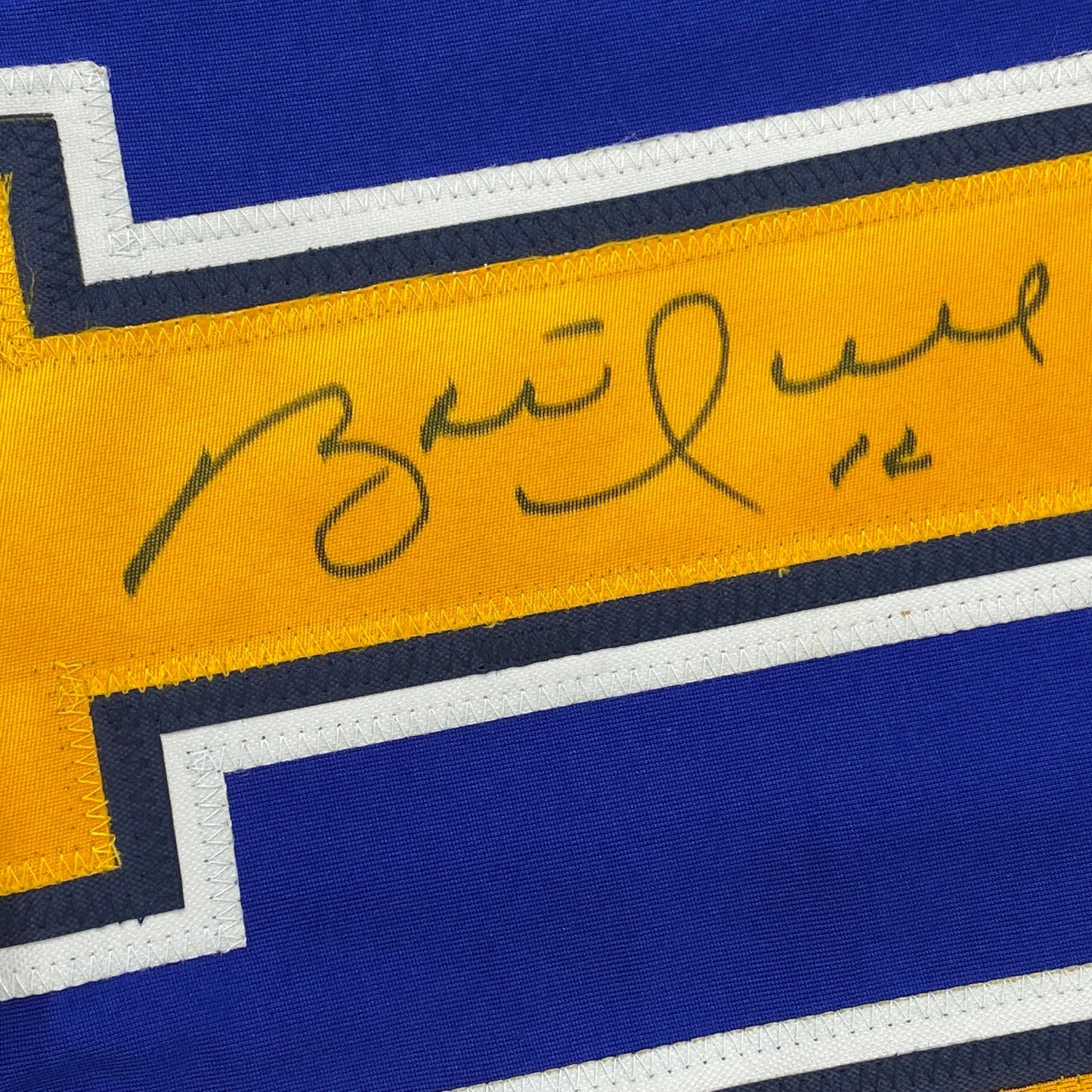 Autographed/Signed Brett Hull St. Louis Blue Yellow Numbers Hockey Jersey JSA COA