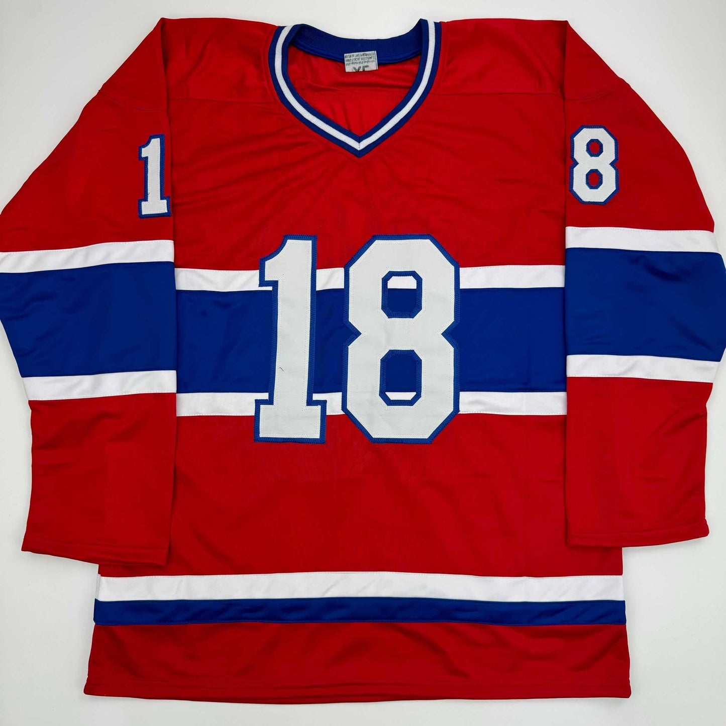 Autographed/Signed Serge Savard HOF 86 Montreal Red Hockey Jersey JSA COA
