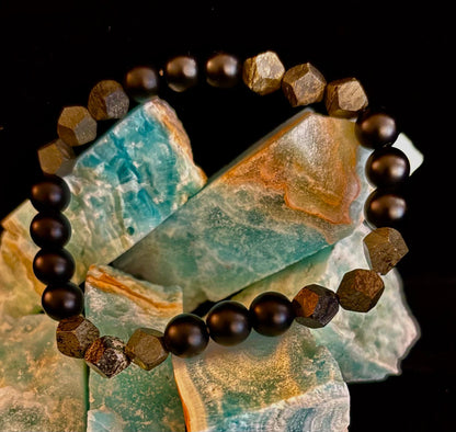 Rhombus Cut Yellow Iron Pyrite Bracelet – Strength & Confidence - Medium to Large Wrists