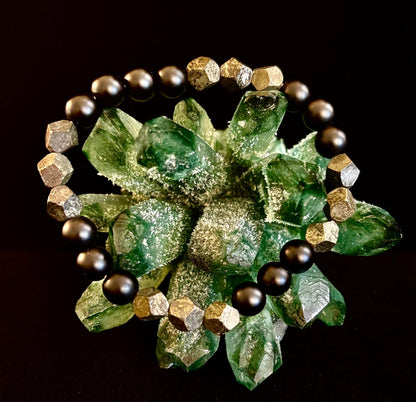 Rhombus Cut Yellow Iron Pyrite Bracelet – Strength & Confidence - Medium to Large Wrists