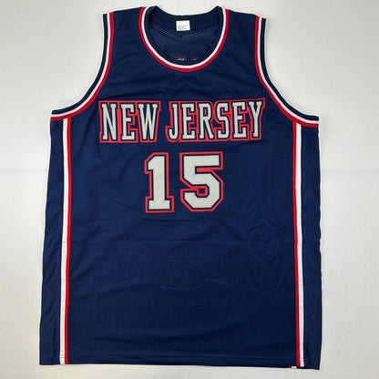 Autographed/Signed Vince Carter New Jersey NJ Navy Blue Basketball Jersey PSA/DNA COA