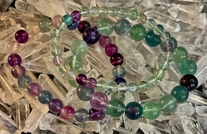 Natural Fluorite Spiritual Healing Bracelet – 6mm, 8mm or 10mm Gemstone Beads
