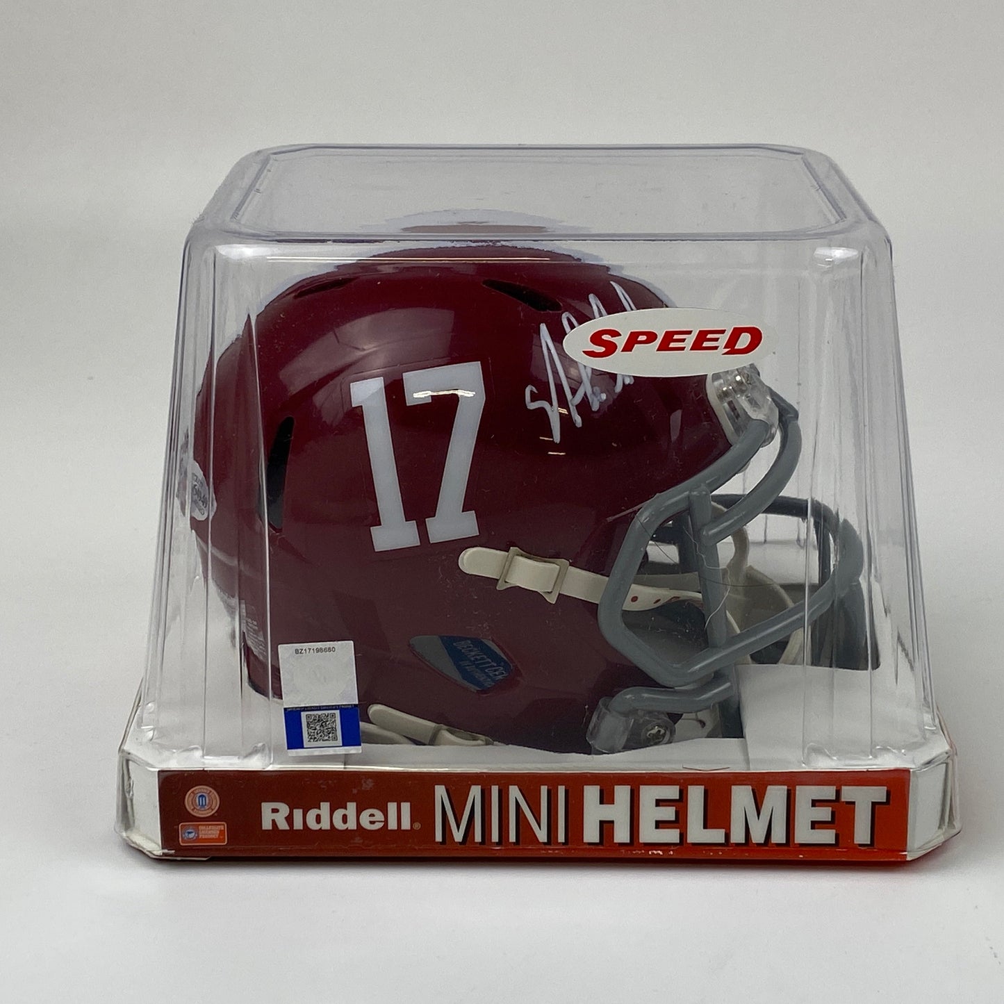 Autographed/Signed Nick Saban Alabama Crimson Tide Mini College Football Helmet Beckett BAS COA