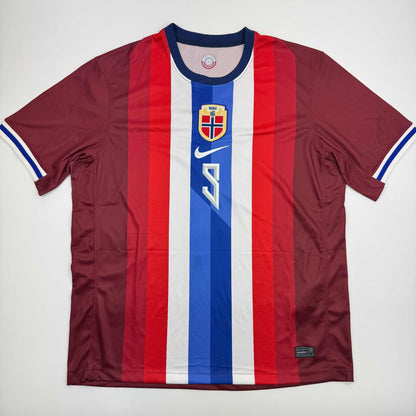 Autographed/Signed Erling Haaland Norway Maroon Soccer Futbol Jersey Beckett BAS COA