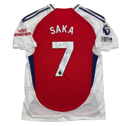 Autographed/Signed Bukayo Saka Arsenal Red Soccer Jersey Beckett BAS COA