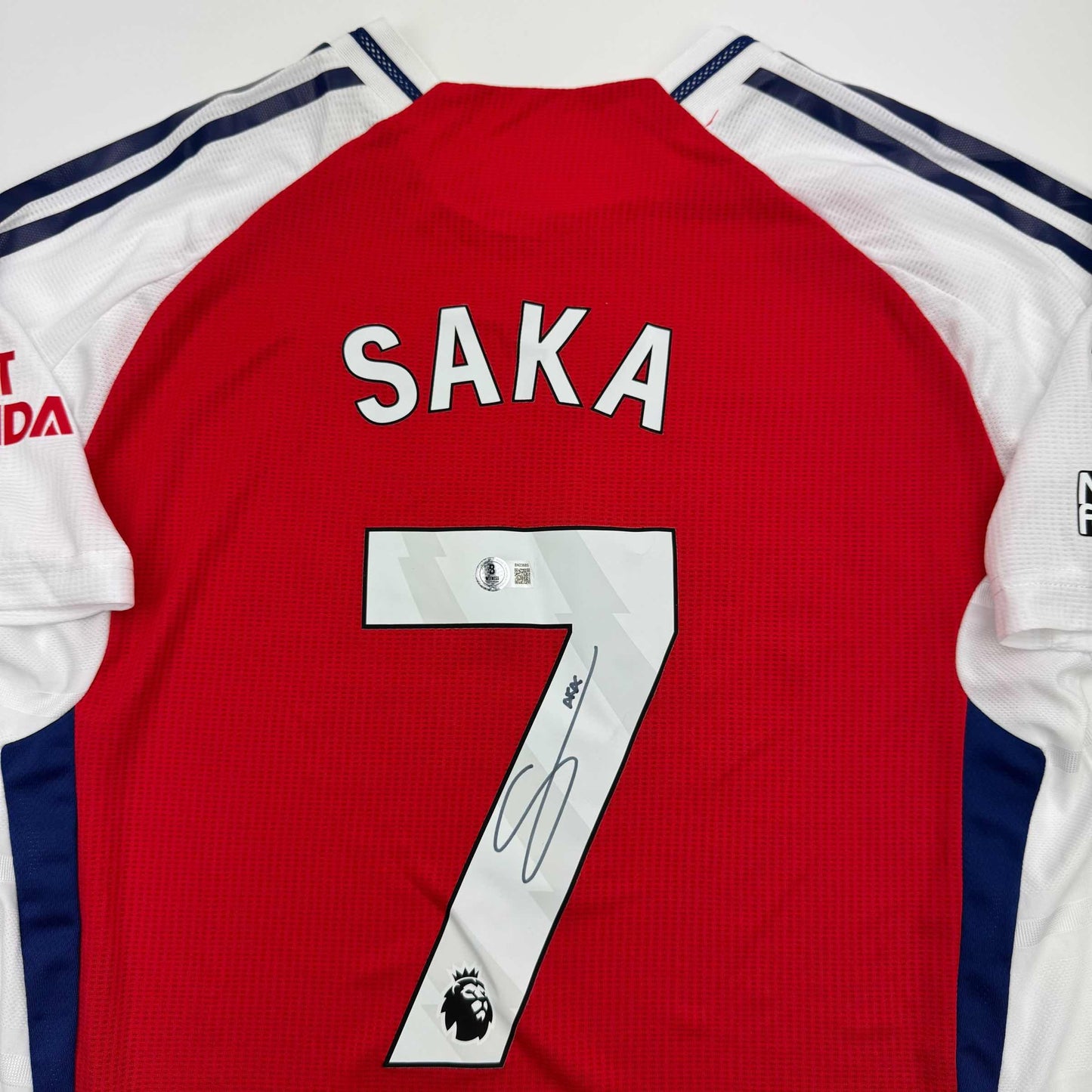 Autographed/Signed Bukayo Saka Arsenal Red Soccer Jersey Beckett BAS COA