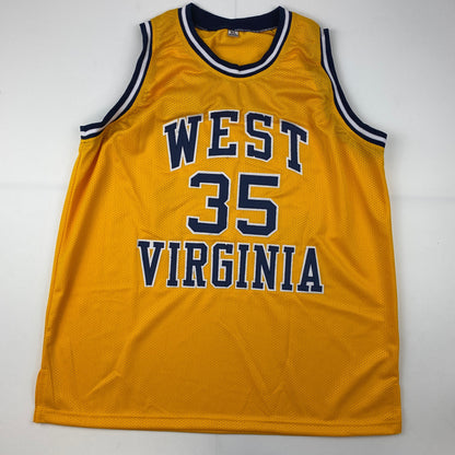Autographed/Signed Bob Huggins West Virginia Yellow College Basketball Jersey JSA COA