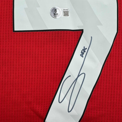 Autographed/Signed Bukayo Saka Arsenal Red Soccer Jersey Beckett BAS COA