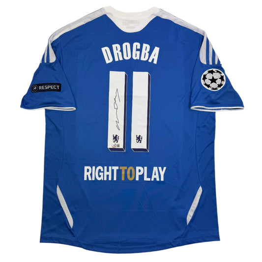 Autographed/Signed Didier Drogba Chelsea FC Blue Soccer Futbol Jersey Beckett BAS COA