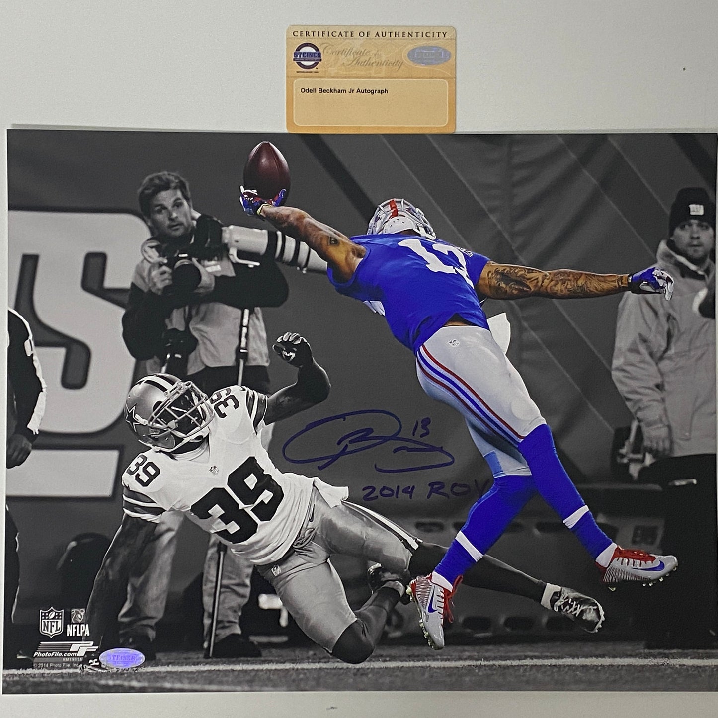 Autographed/Signed Odell Beckham Jr. 2014 ROY The Catch Spotlight New York Giants 11x14 Photo Steiner Sports COA