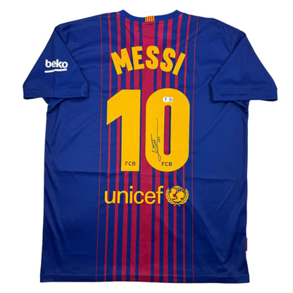 Autographed/Signed Lionel Leo Messi FC Barcelona Soccer Jersey Beckett BAS COA