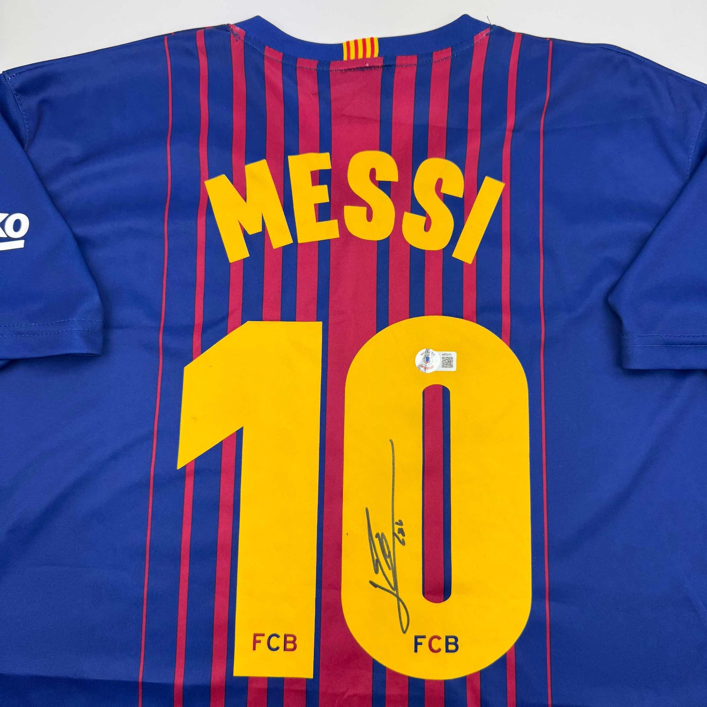 Autographed/Signed Lionel Leo Messi FC Barcelona Soccer Jersey Beckett BAS COA